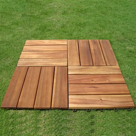 Patio Interlocking Deck Tiles, 12 in. L x 12 in. W Gray Square Composite Decking Tiles, 4-Slat Plastic Flooring Tile Patio deck tiles are made of premium plastic, which is weather-resistant and will not warp, rot, crack, stain, scratch, split or bend.